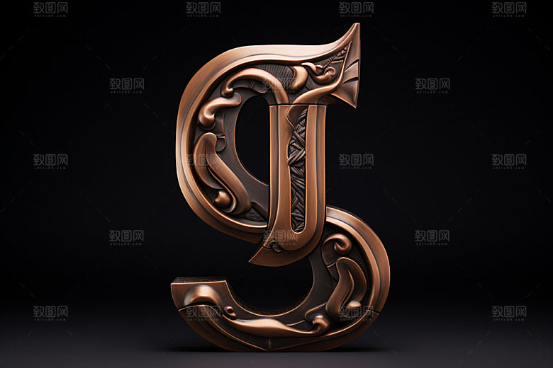 古董字母雕花3D模型