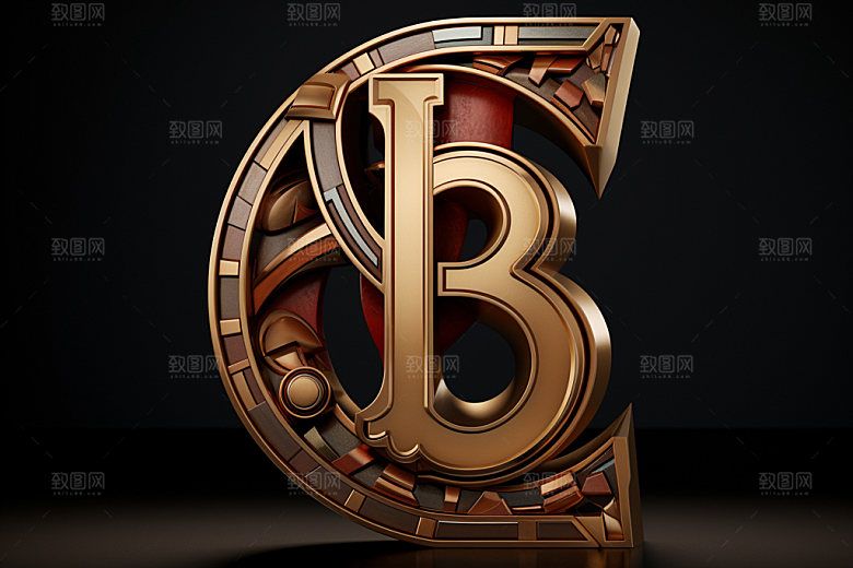 古董字母3D金属模型