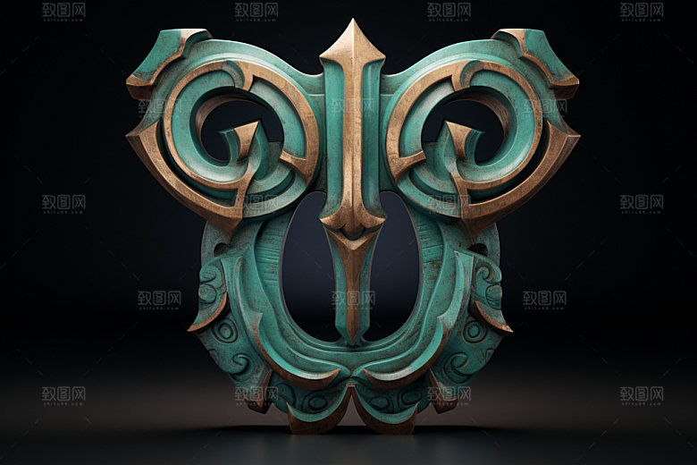 古董字母3D肌理模型
