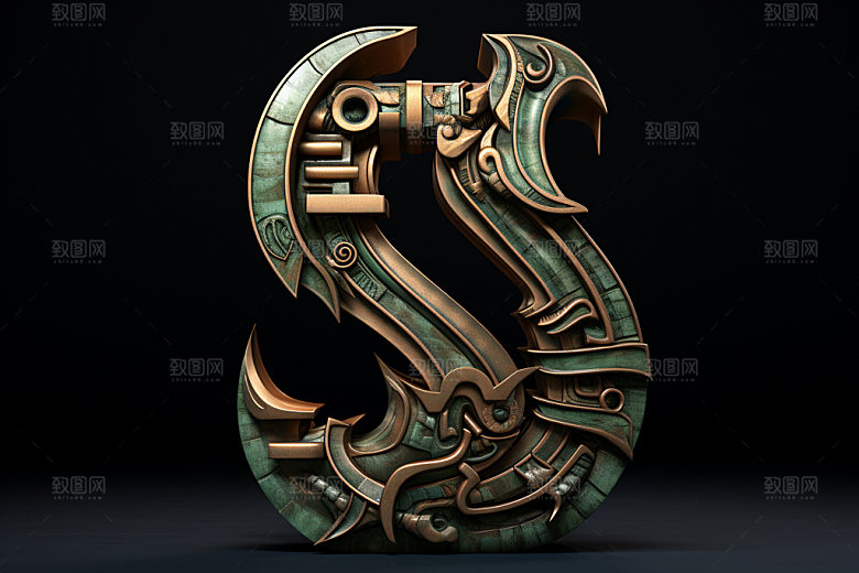 古董字母金属质感模型