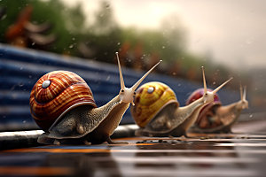 蜗牛爬行企业文化团队文化摄影图