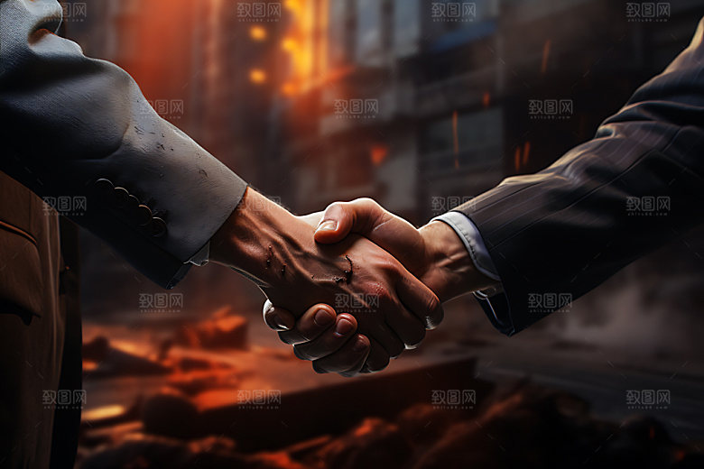 握手合作达成协议商务摄影图