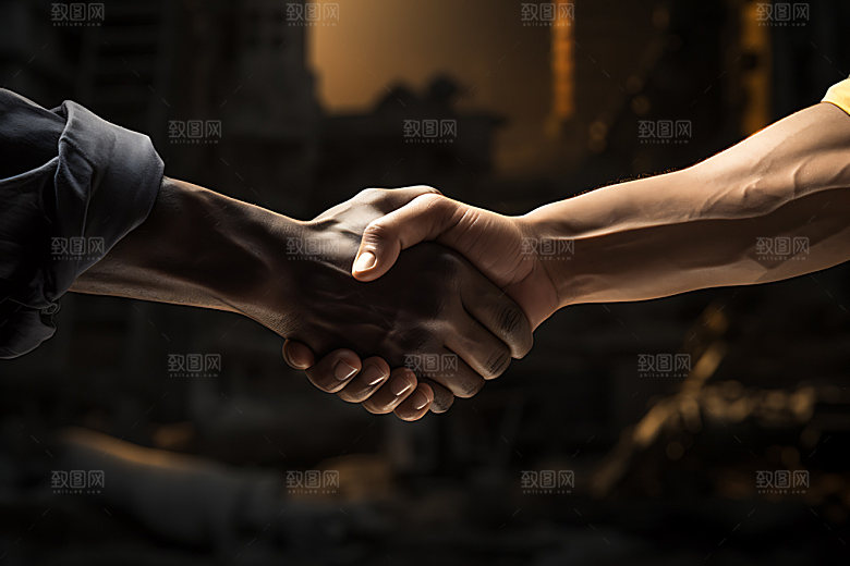 握手合作共同奋斗企业文化摄影图