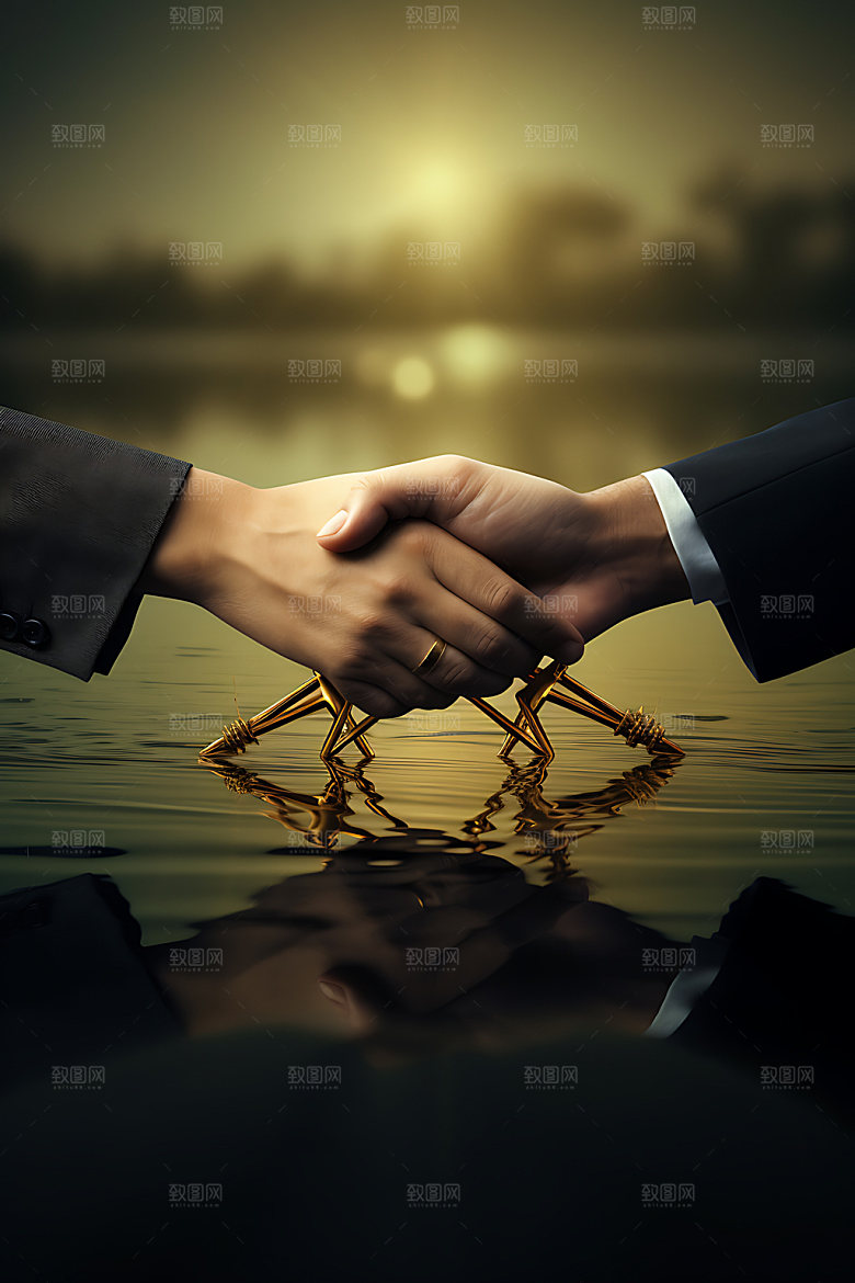握手合作目标一致商务摄影图