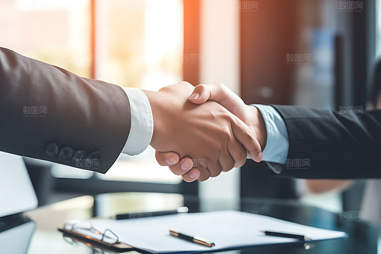 握手合作共同奋斗企业文化摄影图
