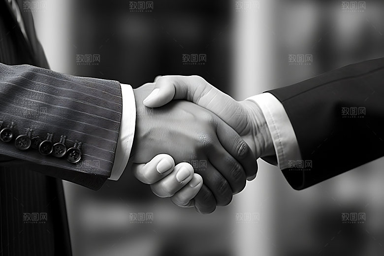 握手合作企业精神共同奋斗摄影图