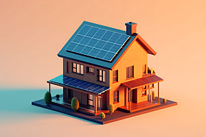 屋顶光伏光伏发电清洁能源2.5D插画