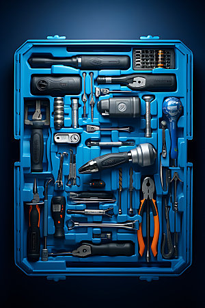 五金工具工业工具箱摄影图
