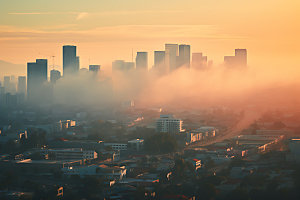 城市雾气唯美雾霾摄影图