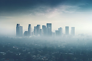 城市雾气都市风光云雾摄影图