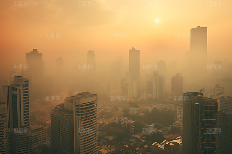 城市雾气唯美烟雾摄影图