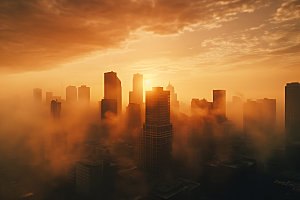 城市雾气都市风光雾霾摄影图