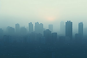 城市雾气雾霾都市风光摄影图