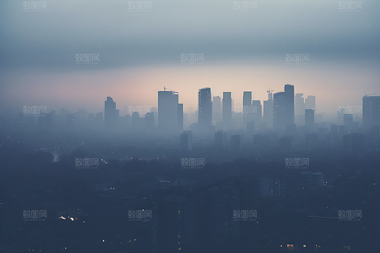 城市雾气都市风光雾霾摄影图