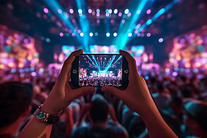 演唱会记录观众拍摄台下观众手机样机