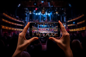 演唱会记录台下观众激情现场手机样机