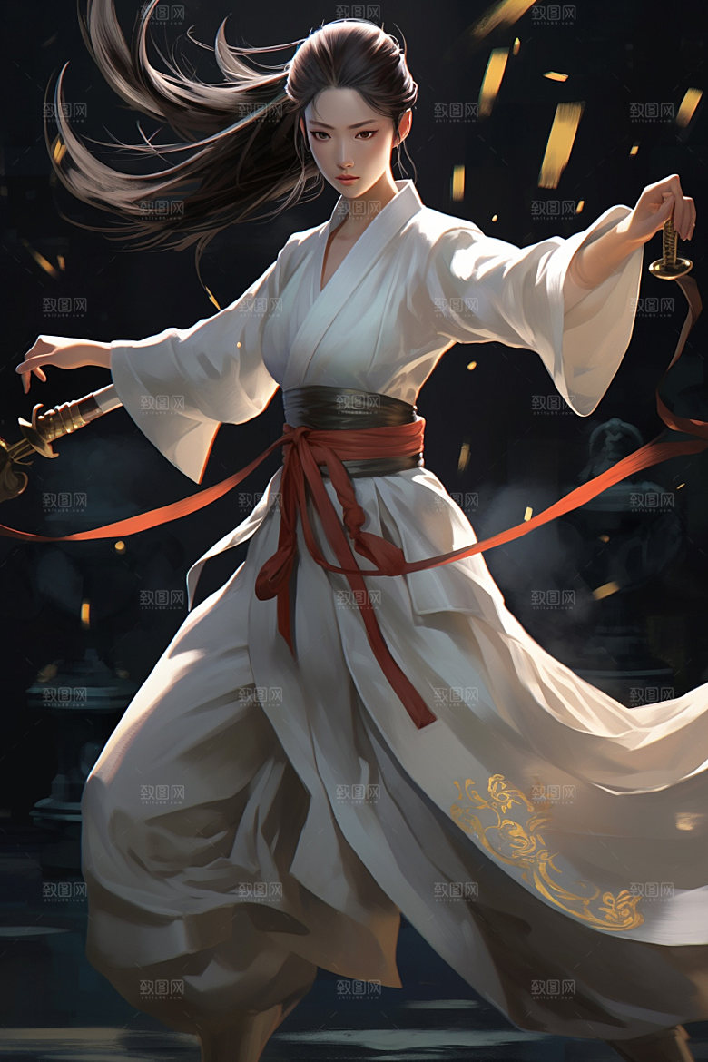 武侠少女中式女侠插画