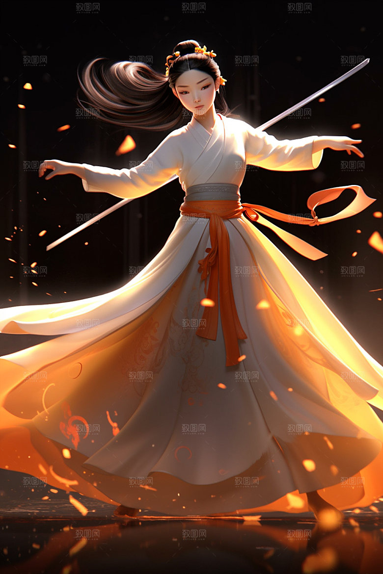 武侠少女中国风唯美插画