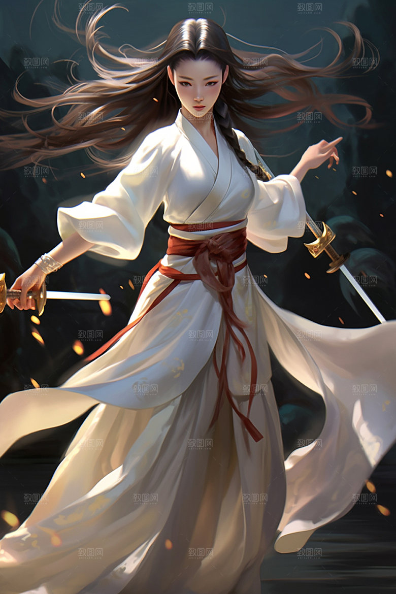 武侠少女中国风女侠插画