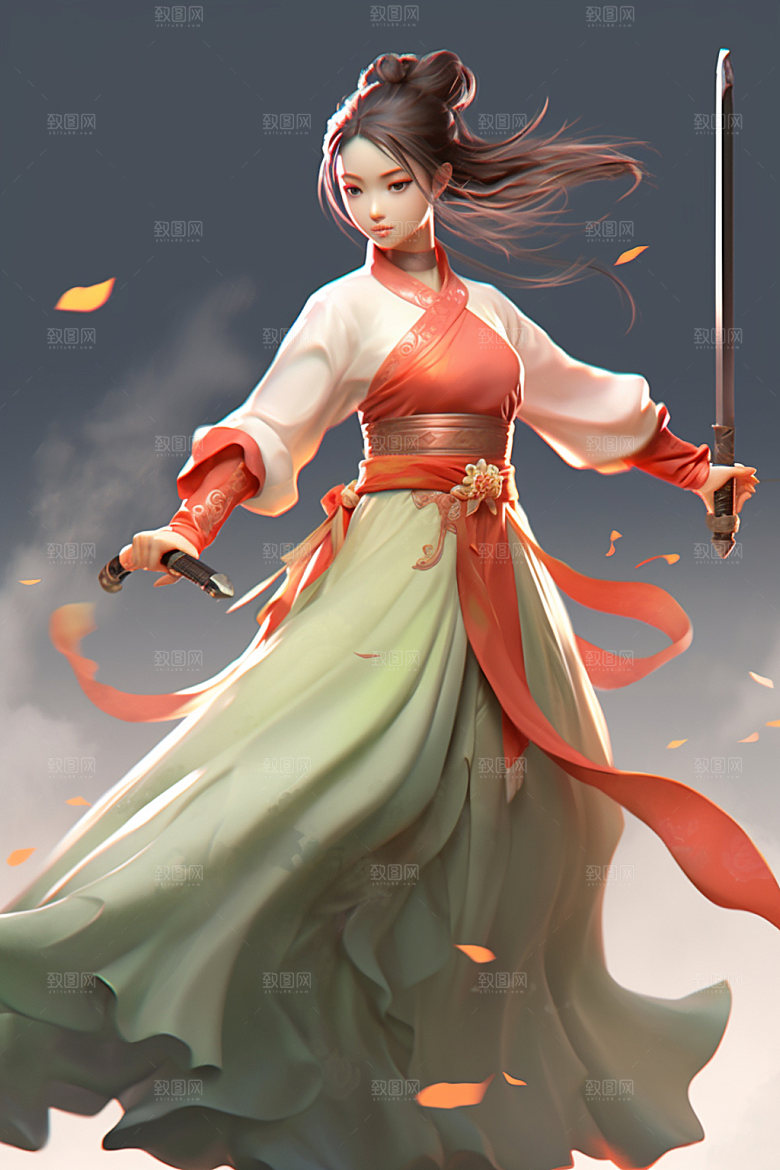 武侠少女女侠唯美插画