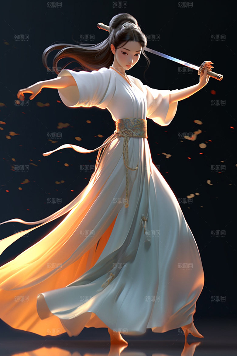 武侠少女传统文化女侠插画