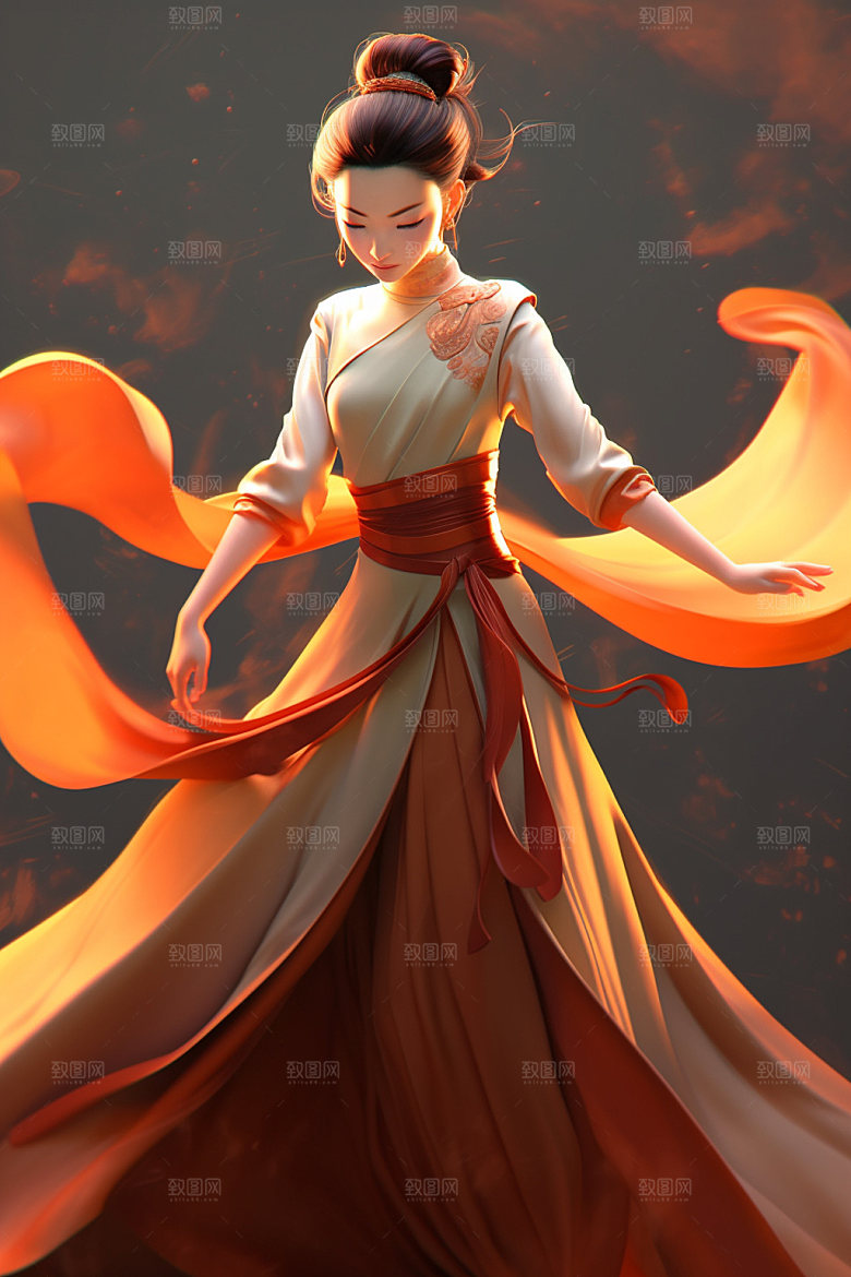武侠少女中国风传统文化插画