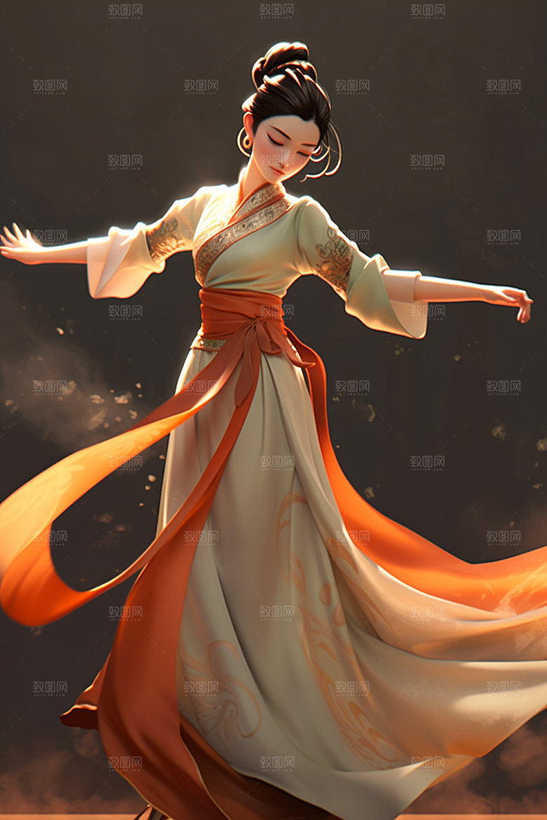 武侠少女中国风中式插画