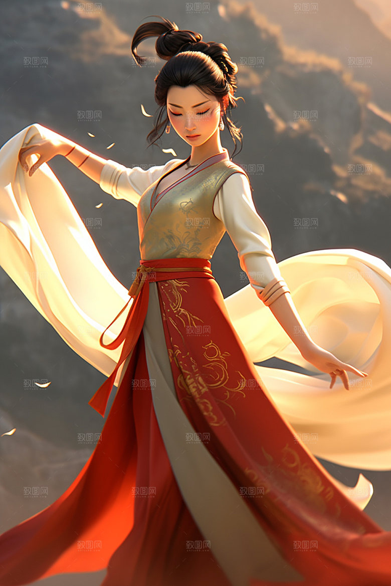 武侠少女武术女侠插画