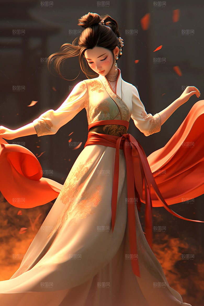 武侠少女女侠中式插画
