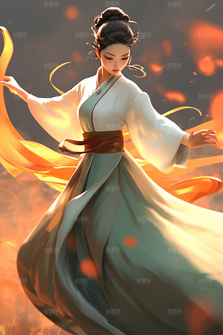 武侠少女中国风唯美插画