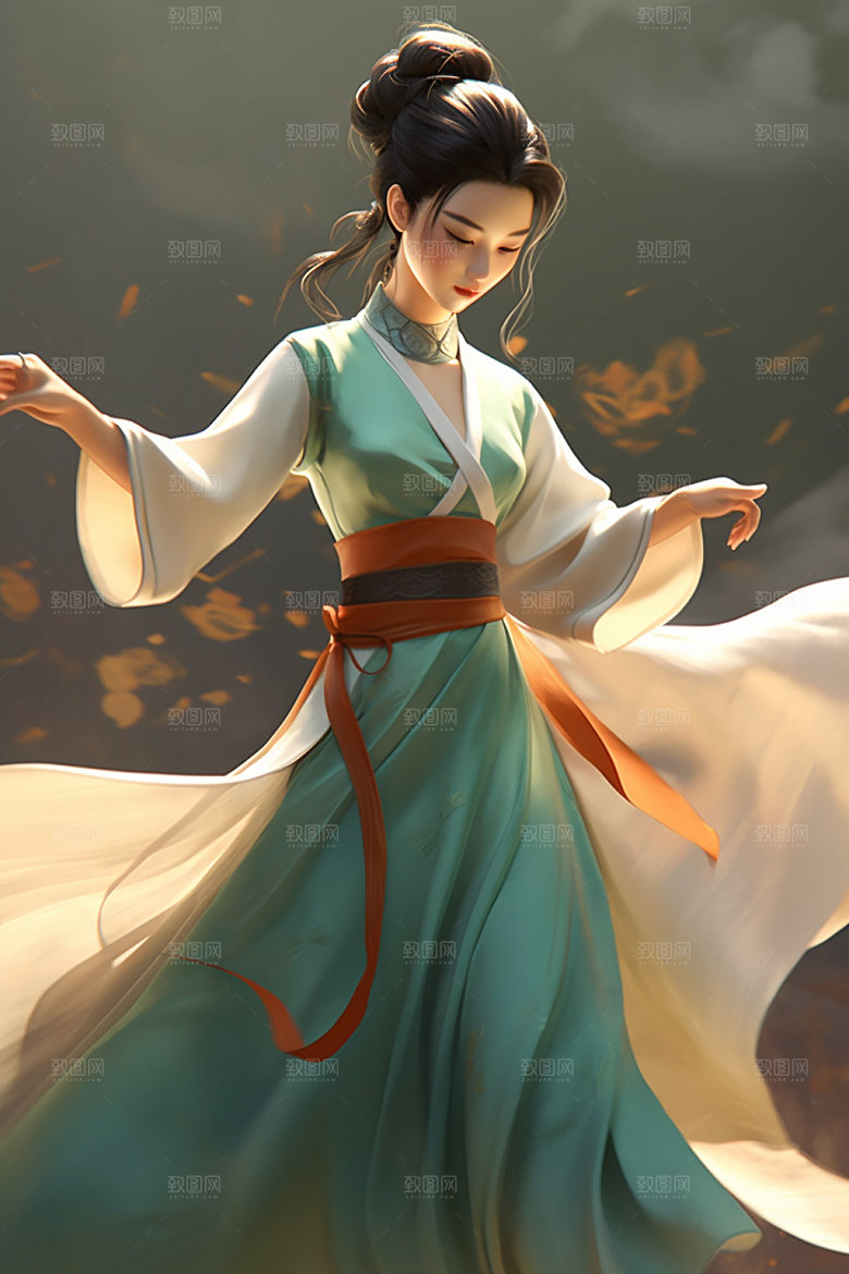 武侠少女武术女侠插画