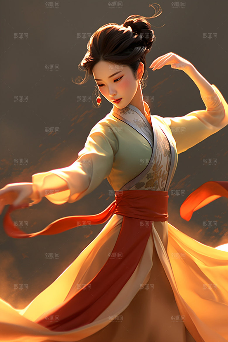 武侠少女武术中国风插画