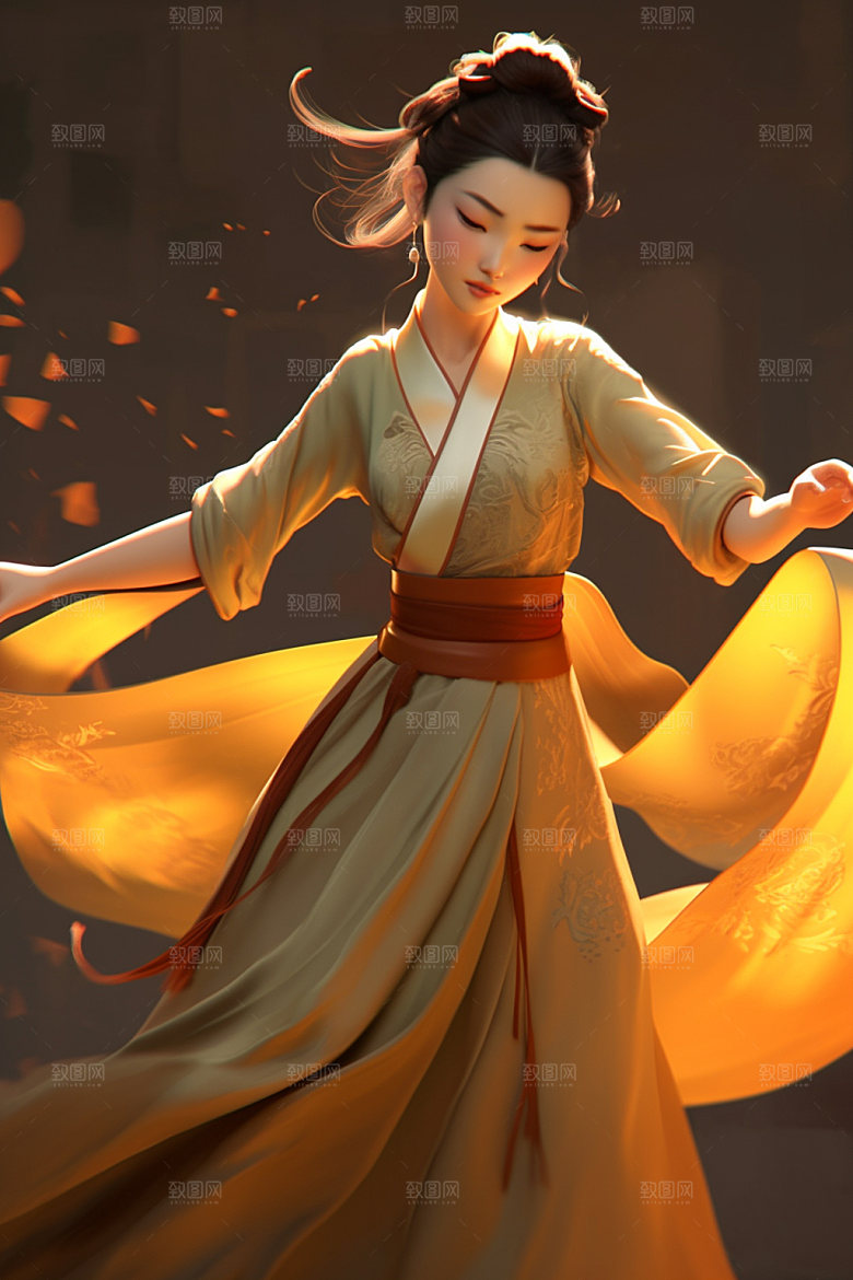 武侠少女中国风传统文化插画