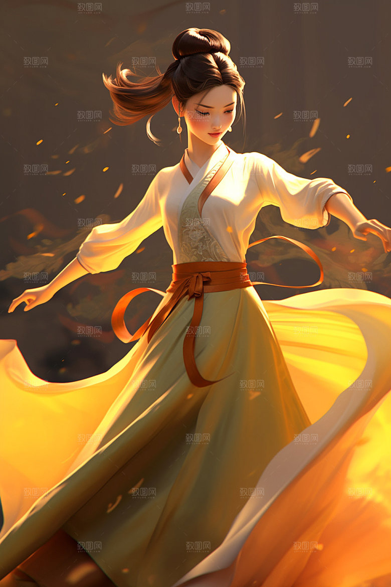 武侠少女传统文化女侠插画