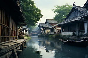 乌镇水乡传统建筑摄影图