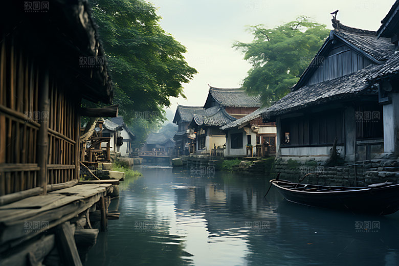 乌镇水乡传统建筑摄影图