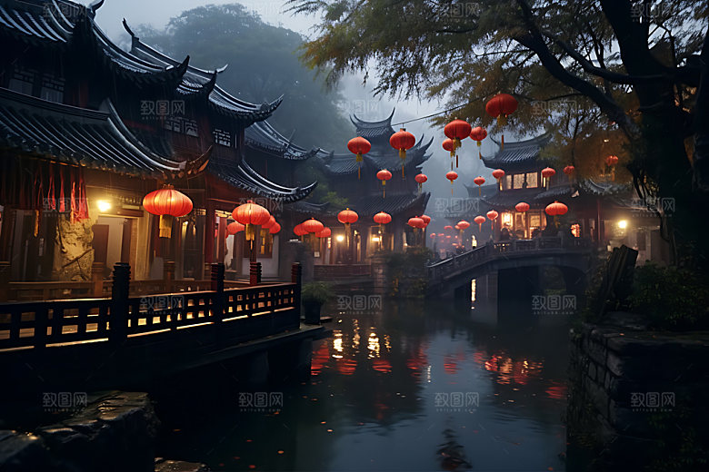 乌镇风光传统建筑摄影图