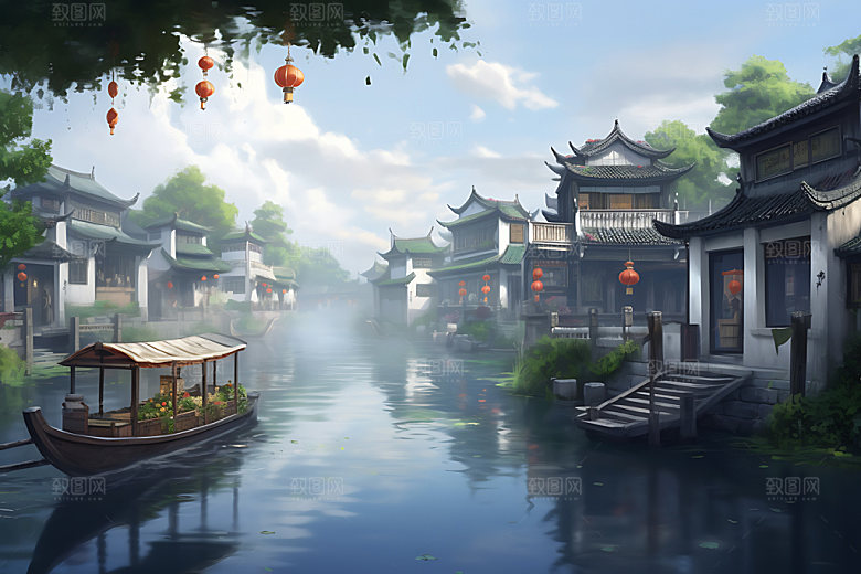乌镇古镇传统建筑摄影图