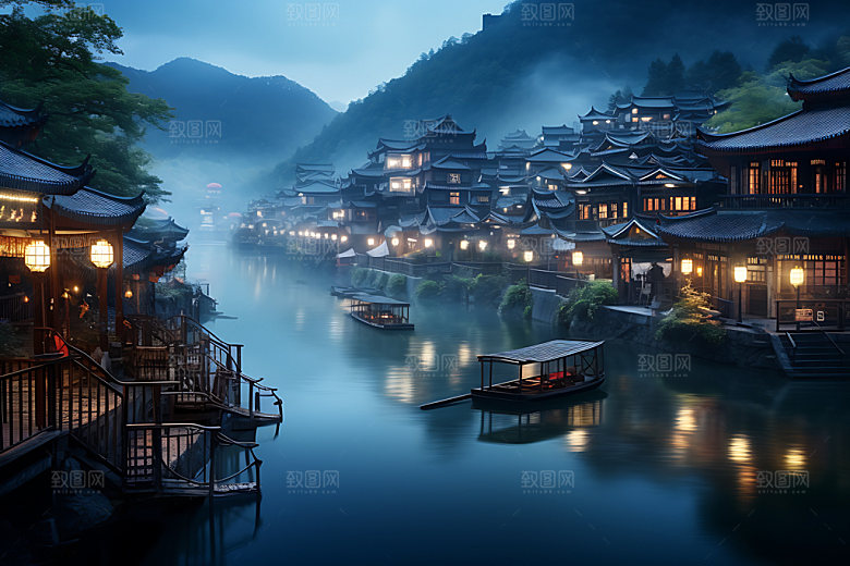 乌镇水乡古镇摄影图