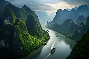 峡谷风光辽阔景色摄影图