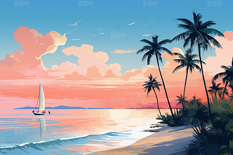 夏季海边度假夏日素材