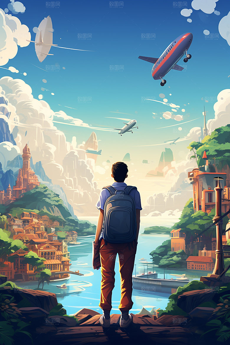 夏季海边夏天插画素材