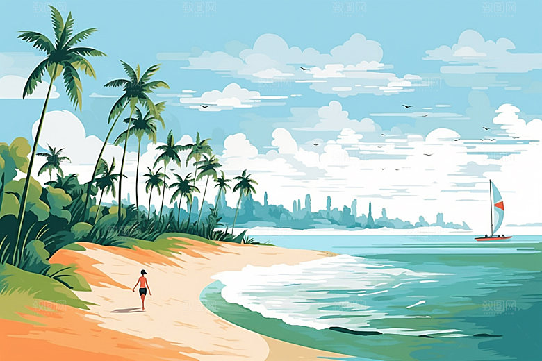 夏季海边度假大海素材