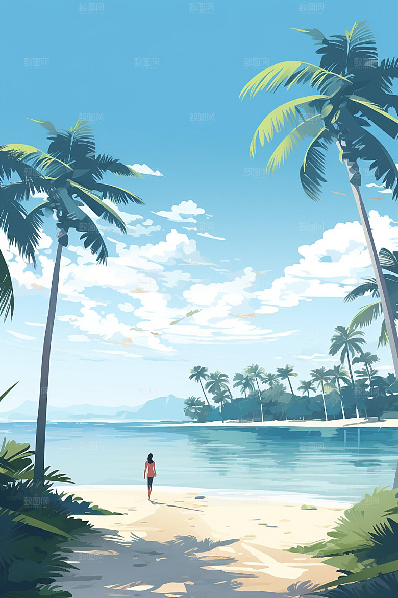 夏季海边沙滩大海素材