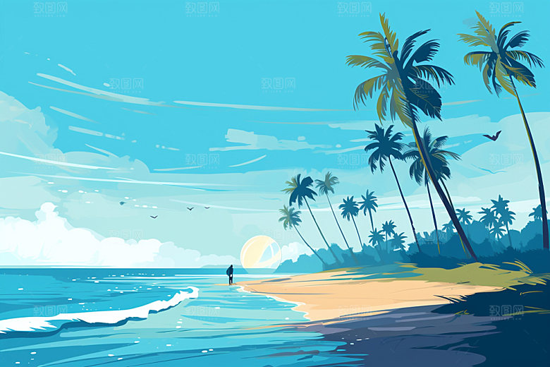 夏季海边夏天旅行素材