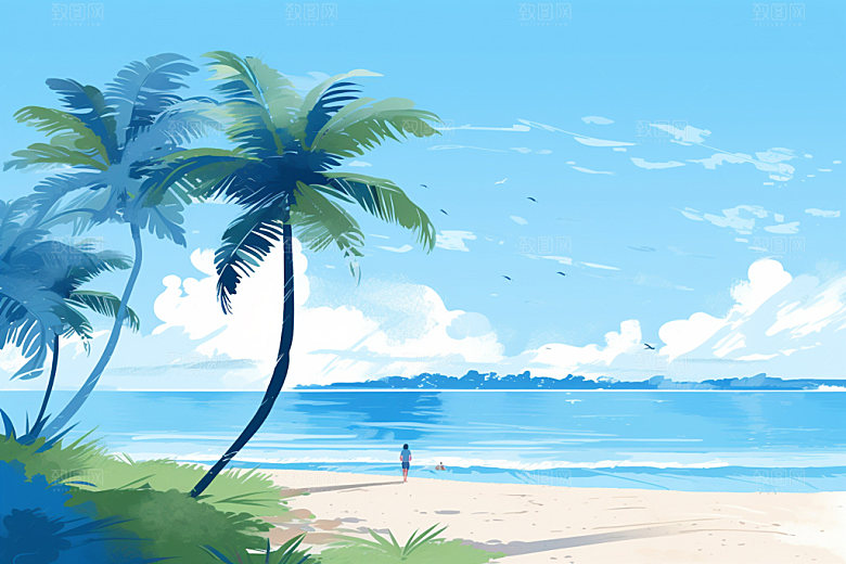 夏季海边沙滩夏天素材