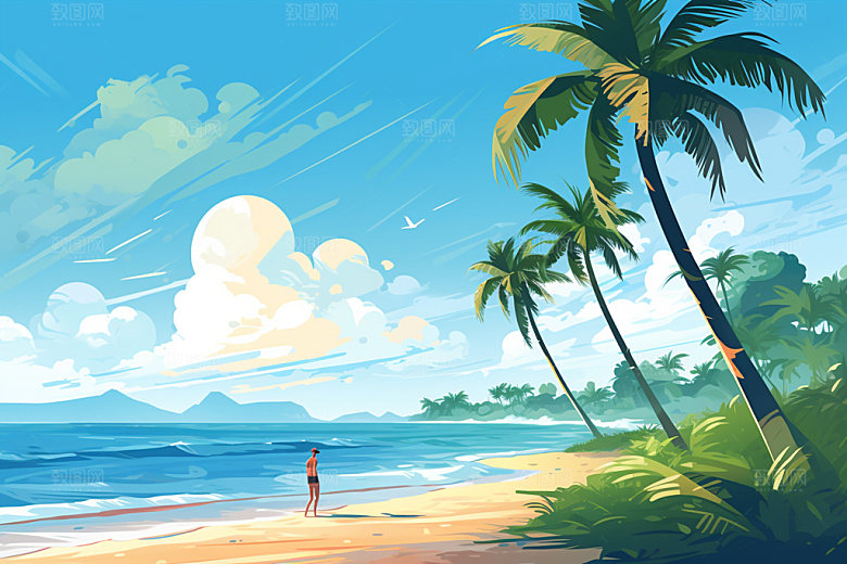 夏季海边大海夏天素材