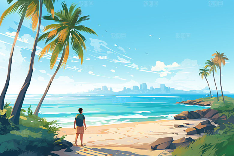 夏季海边旅行沙滩素材