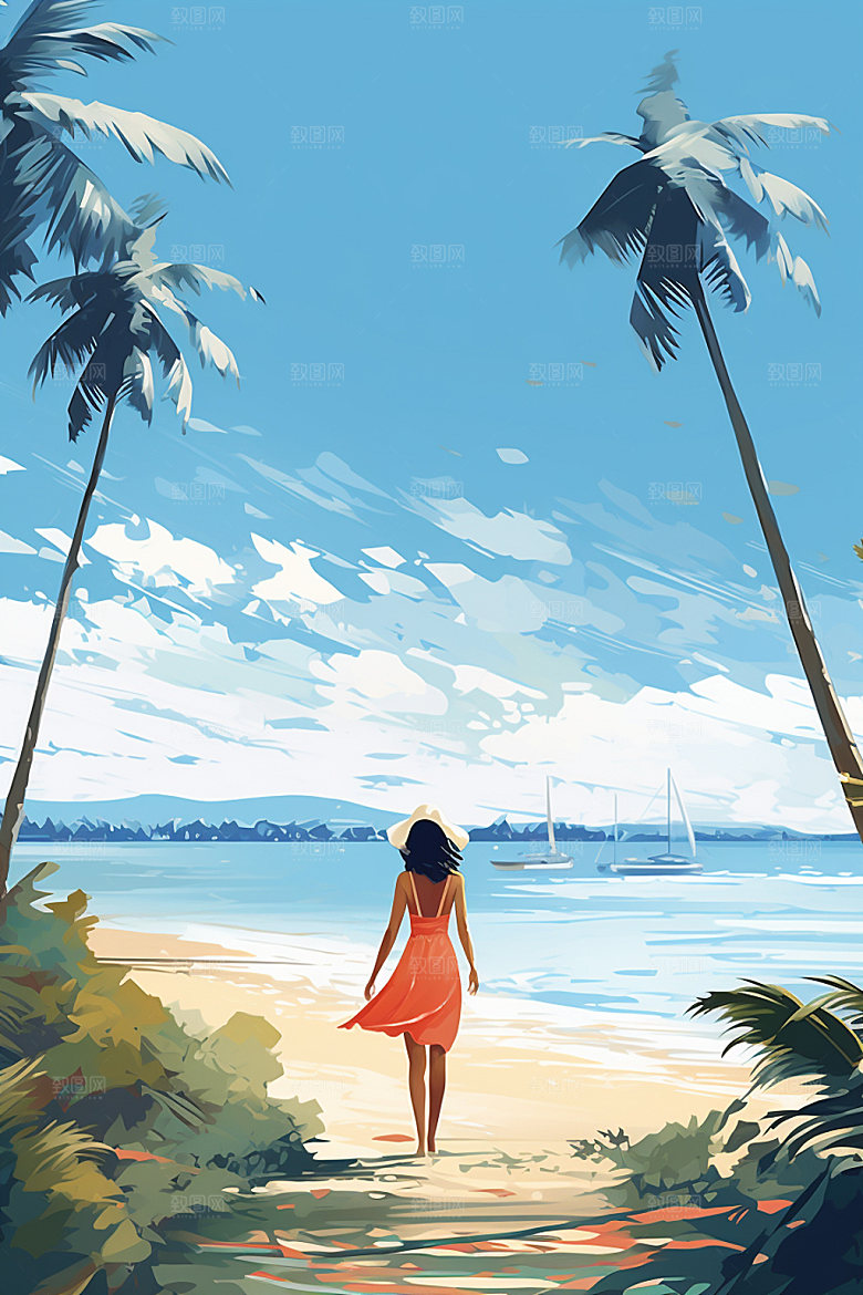 夏季海边夏日夏天素材