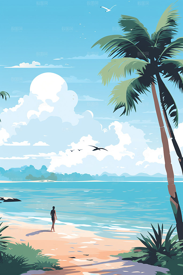 夏季海边旅游夏天素材